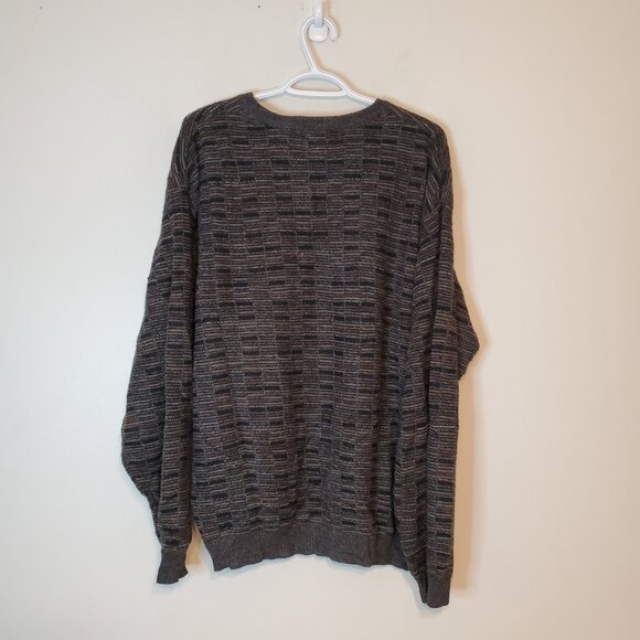 Vintage 90s Patterned Earth Tone Knit Sweater Brown Size XL - Picture 2 of 4